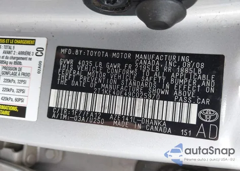 2009 Toyota Matrix S from USA, damaged, VIN 2T1KE40E49C025970